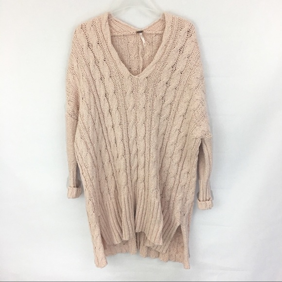 Free People Sweaters - Free People Dusty Pink Oversized V-Neck Sweater